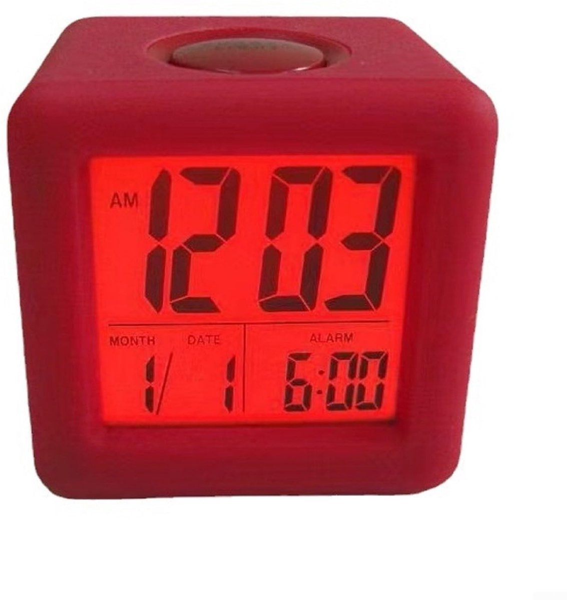 Allecto - LCD Wekker - Digitale Wekker - Snooze-functie - Rood - Zachte Vierkante Klok - Ideaal voor Nachtkastje - 12/24 Uur