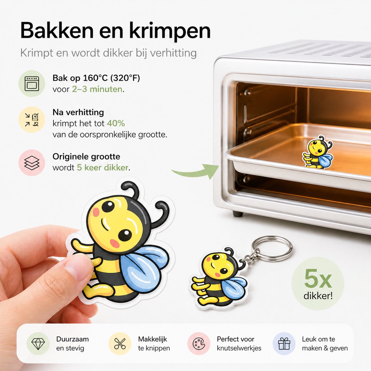 BOTC Krimpfolie set - 164-Delig Krimpie Dinkie Pakket - Krimpfolie Knutselpakketten - Krimpfolie vellen - Knutselen Krimpie Dimpie – Sieraden en sleutelhangers maken — afbeelding 4