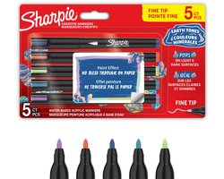 Sharpie Creative Marker Acrylverf Pennen | Aardetinten | Watergedragen Verfmarkers | Fijne Punt | Knutsel- en Kunstbenodigdheden | Diverse Kleuren | 5 Stuks