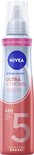 NIVEA Ultra Strong styling mousse fles, met zilveren en roze etiket met nummer 5.