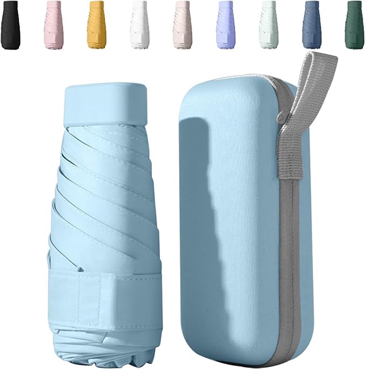 Zakparaplu met Etui - Mini Paraplu - Reisparaplu Klein - Compacte Paraplu - Opvouwbaar - Windbestendig - Lichtgewicht - UV-Paraplu - Blauw - van Imperatoris
