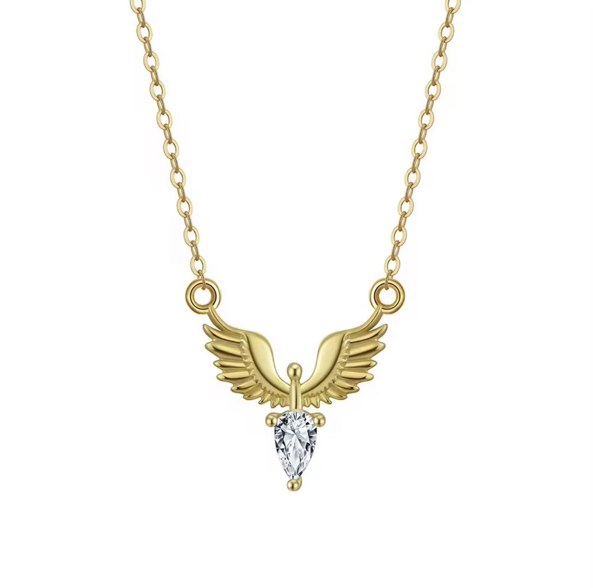 Merlie ketting – Moederdag cadeau – Mother´s day gift – Luxe vleugel hanger met zirkonia – 925 zilver 14K goud verguld – Inclusief cadeauverpakking & Moederdag kaart