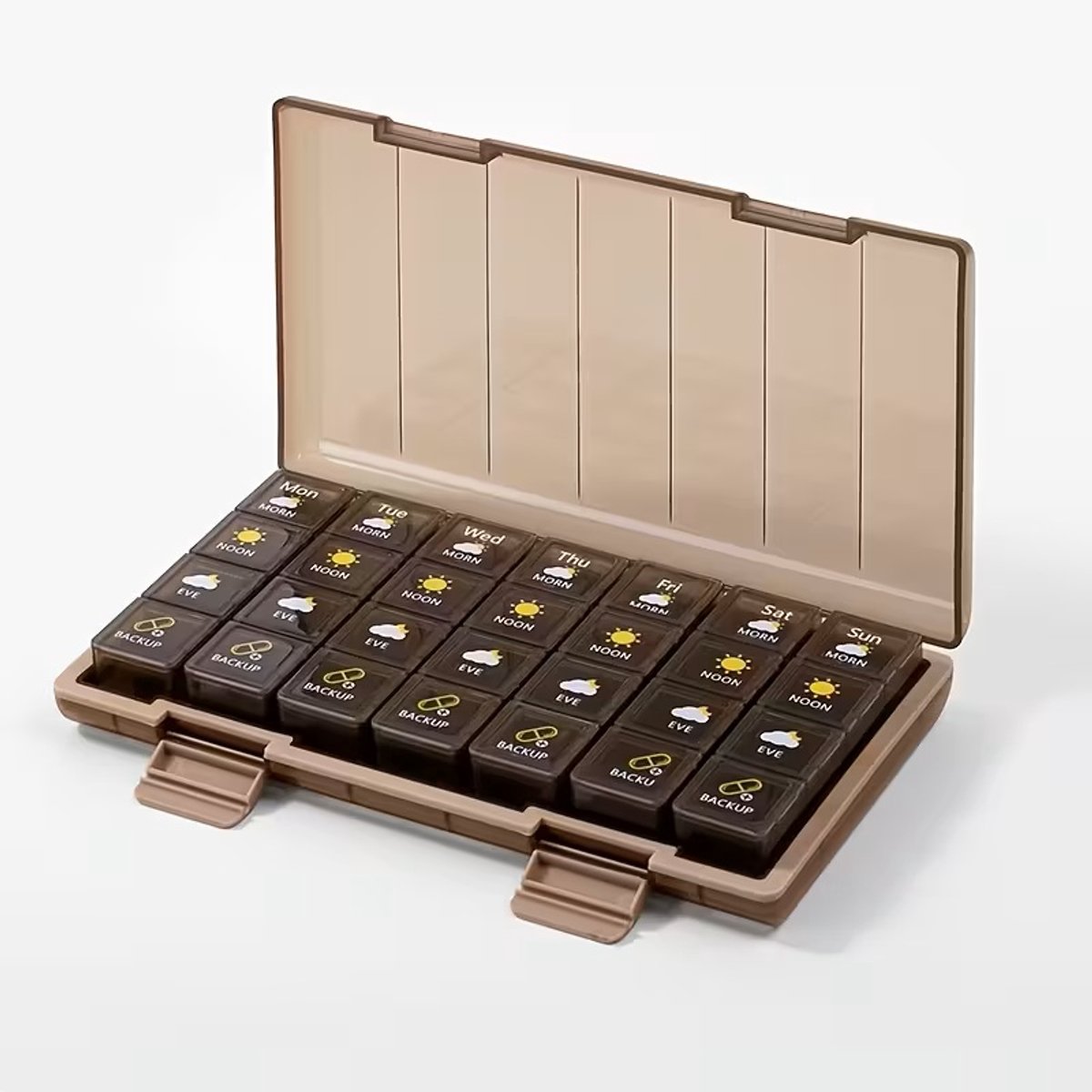 @ Lu’s Today® – Care Essentials – Week Pillendoos – 7 Uitneembare Dagdoosjes – 4 Vakjes per Dag – Morn/Noon/Eve/Backup