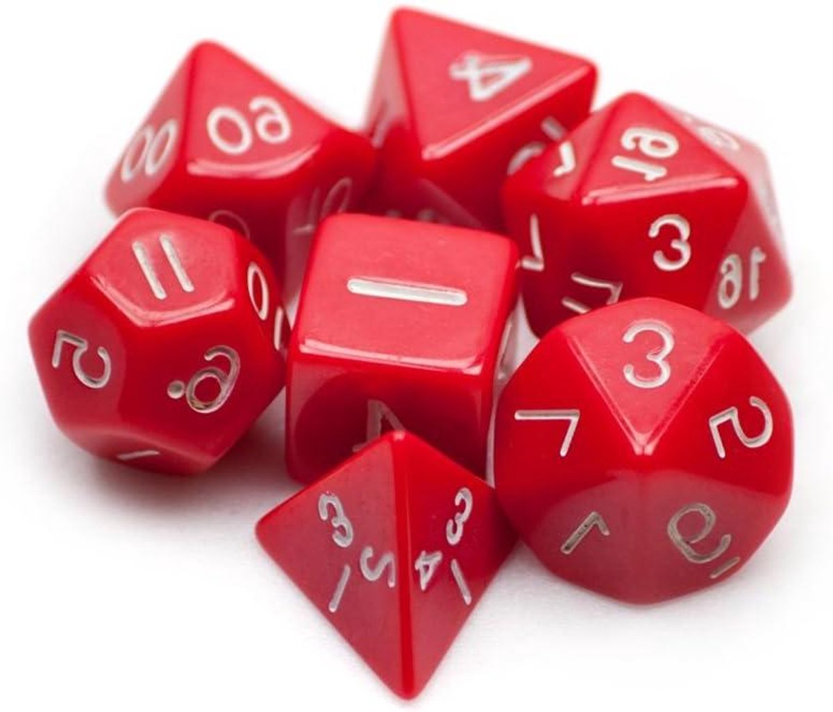 Polyhedral Dobbelstenen - Set van 7 - Spelplezier Vergroten - Effen Rode Kleur - 7 Stuks - Rood