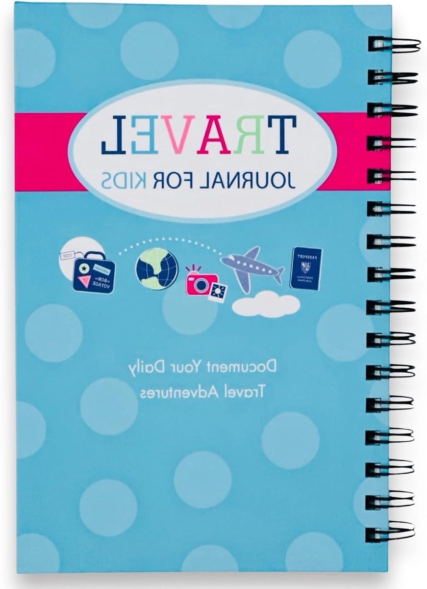 Reisdagboek Kinderen - Vakantie Journal - Herinneringen Vastleggen - 60 Reisdagen - 5.5 x 8.5 inch - Blauwgroen en Roze