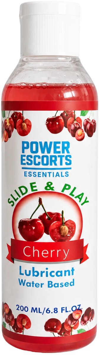 Glijmiddel op Waterbasis 200 ml – Kersen Smaak – Power Escorts Slide & Play – Geschikt voor Condooms