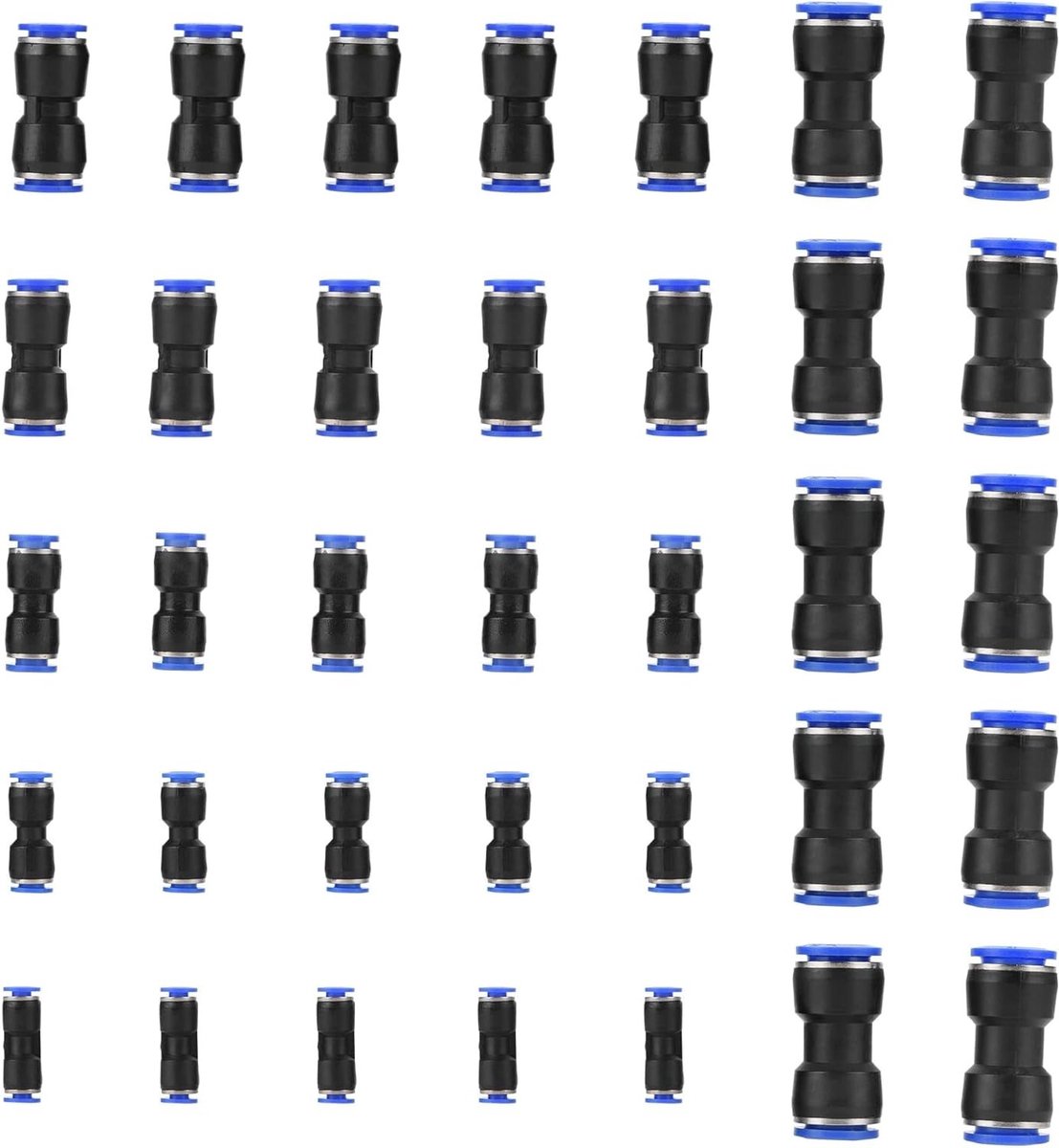 35pcs Pneumatische Connectoren Set, Snelle Koppeling voor Luchtleidingen, Slangenfittingen voor 4-16mm Tubes