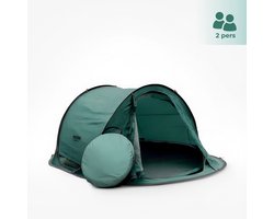 HUSH Outdoor Campingtent 2 persoons - pop up systeem - met ophanghaakje en opbergvakken -inc. draagzak