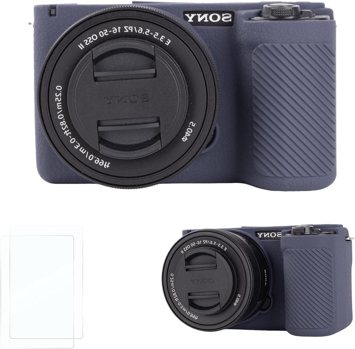 Siliconen Camera Case voor Sony Alpha ZV-E10 II met 2 Screen Protectors, Lichtgewicht en Verbeterde Grip, Indigo Kleur, Ideaal voor Fotografie en Videografie