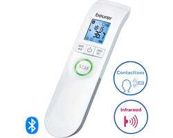 Beurer FT 95 Infraroodthermometer - Smartthermometer - Contactloos - LED temperatuur alarm - 60 geheugenplaatsen - Geschikt voor baby's en kinderen - Medisch gecertificeerd - Incl. batterijen & opbergbox - 5 jaar garantie - Wit