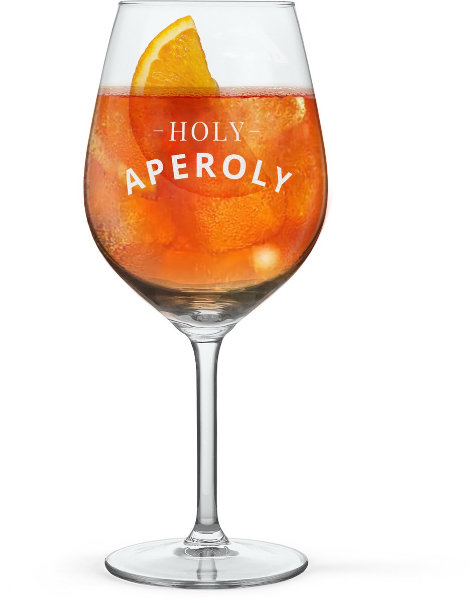 Aperol Spritz Glas met tekst - Holy Aperoly - Gegraveerd cocktailglas - 53cl