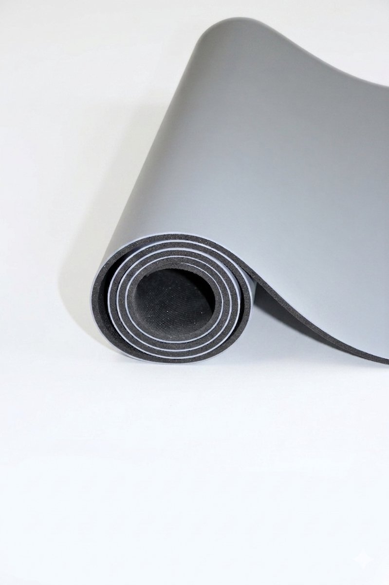 Yoga Mat Natuurlijk Rubber & PU – Antislip Yogamat 183x61 cm – 4mm – Ashtanga & Hot Yoga Mat – Premium Grip – Paars/Grijs