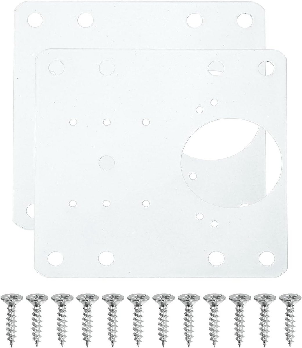 Reparatieplaat Scharnieren - Kastdeur Reparatiekit - Meubels Repareren - Roestvrij Staal - 90 mm - Zilverkleurig