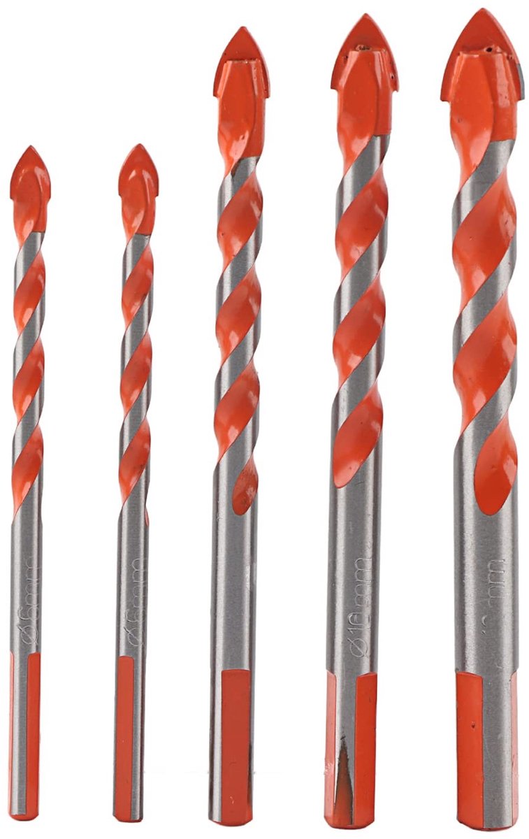 Allecto - Driehoekige boor - multifunctionele boor - hoog rendement - 5 stuks - 6-12 mm bladdiameter - geschikt voor elektrische boormachines