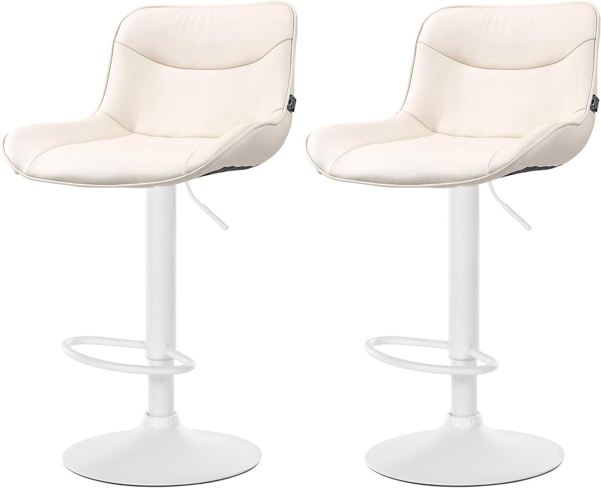 Barkrukken Set - Barstoelen Keuken - Zitten aan Bar - In Hoogte Verstelbaar - 85 cm - Creme