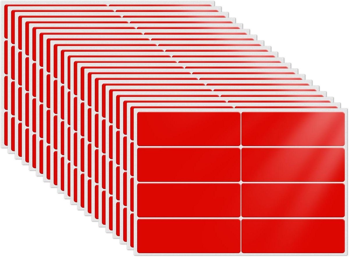 Rode Stickers - Etiketten Labels - Organiseren Thuis - Waterdicht Vinyl - 76 x 25 mm - Rood