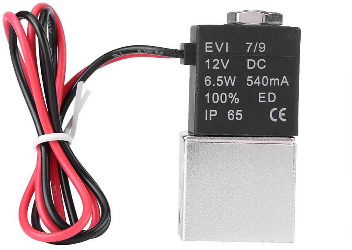 Allecto - Solenoid Ventiel - Pneumatische Valve - 2-Weg Normaal Gesloten - 12V DC - 1/4 Inch - Voor Lucht, Gas, Vloeistoffen - Geschikt voor Divers...