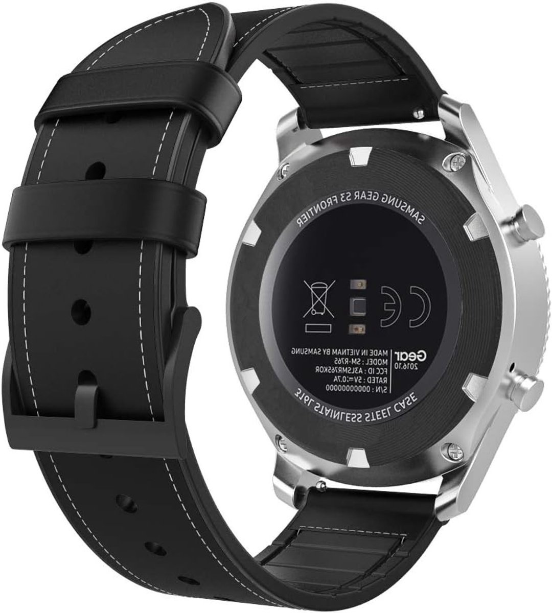 Compatibele 22mm Hybride Leer en Siliconen Horlogeband voor Samsung Galaxy Watch 3, Gear S3 en Huawei Watch GT - Zwart, Verstelbaar en Snelle Bevestiging