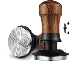 Koffie Tamper - Espresso Gereedschap - Perfect Espresso - Kalibreerd Veersysteem - 51mm Diameter - Bruin Zwart