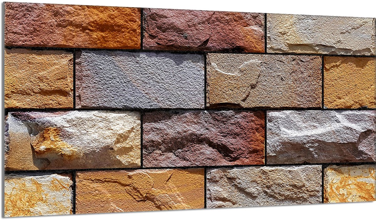 TMK ArtDeko Serie - Glazen Beschermplaat - 90x52 cm - Cegła - Hittebestendig