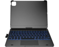 Typecase Flexbook Touch - Etui met Klavier - 360° Rotateerbaar - Podświetlana Klawiatura RGB - Grijs