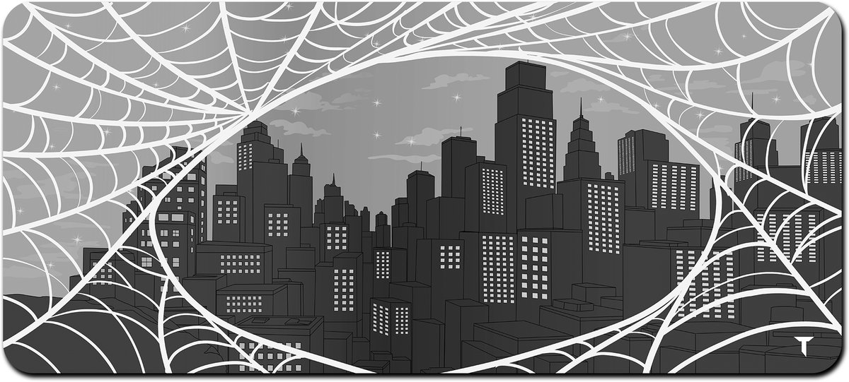 Tommiboi muismat - Spider City Nacht- Grote muismat - 90x40 cm – Anti-slip – Spider Man Gaming Muismat
