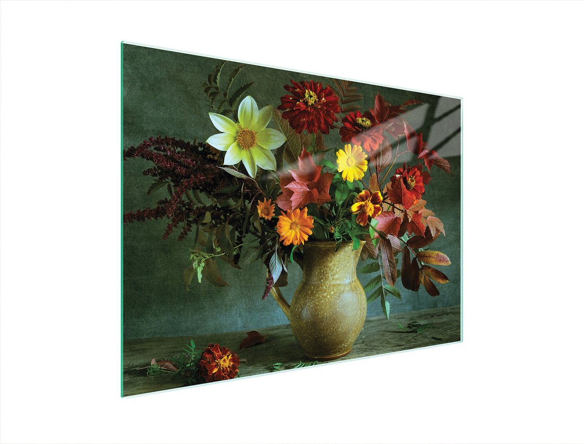 TMK ArtDeko - Snijplank - 40x30 cm - Kleurige Bloemen - Gehard Glas
