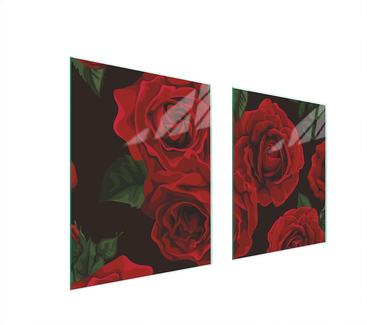 TMK ArtDeko - Pannendeksel Achterwand - Rood Rose - Glas - 85x52cm