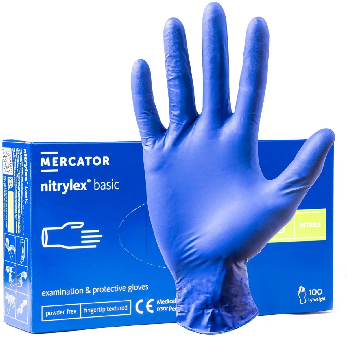 Mercator Nitrylex Basis blauwe nitril handschoenen maat S 100 pc