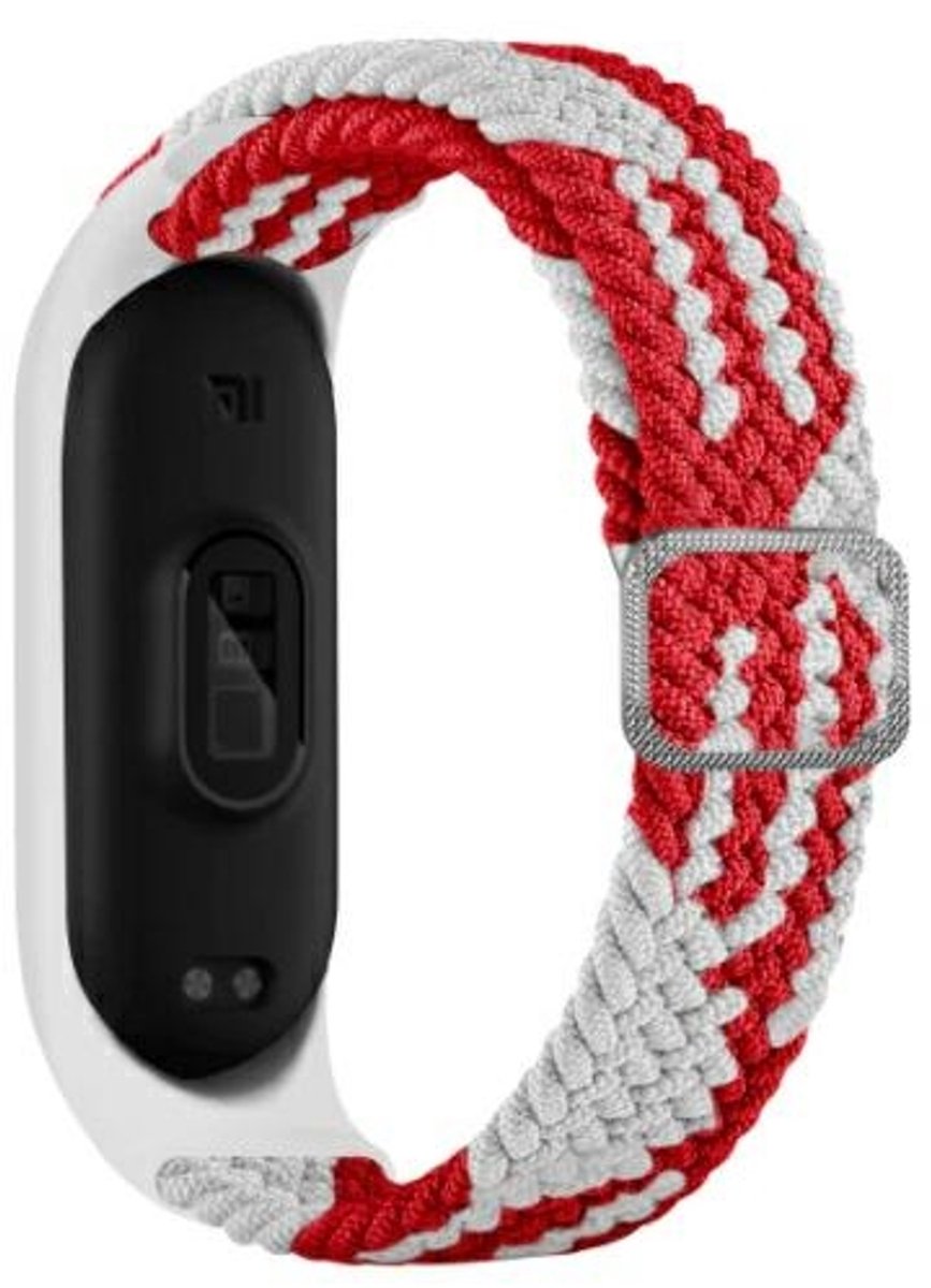 Beline Serie - Textiele Band voor Mi Band 3/4 - Rood en Wit - Gemaakt voor Stijl en Comfort