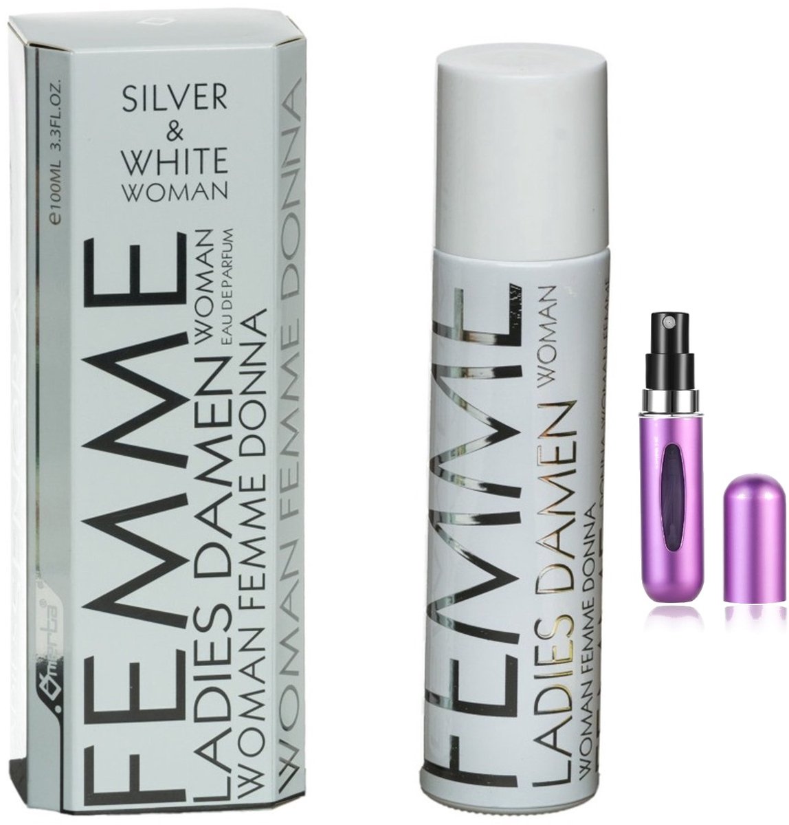 Omerta - Silver & White Woman - Eau de Parfum - 100 ml inclusief hervulbare tasverstuiver (willekeurige kleur)