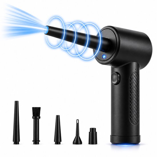 Vivid Green Air Duster - Air comprimé - Air comprimé - Nettoyeur de poussière - Rechargeable et sans fil - 50 000 tr/min - Zwart