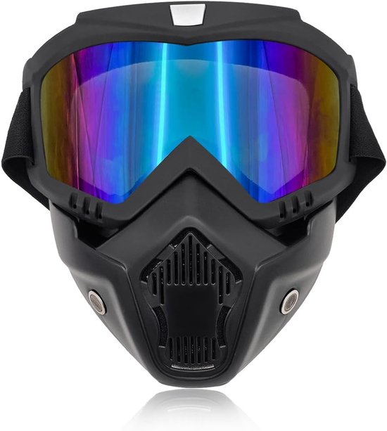 Motorbril, winddichte crossbril met afneembaar gezichtsmasker, motoraccessoires (kleurrijk)
