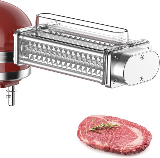 Vleesmalser Accessoire voor KitchenAid - Meat Tenderizer Opzetstuk - Roestvrij Staal - Geschikt voor Alle KitchenAid Standmixers van Merkloos — afbeelding 4