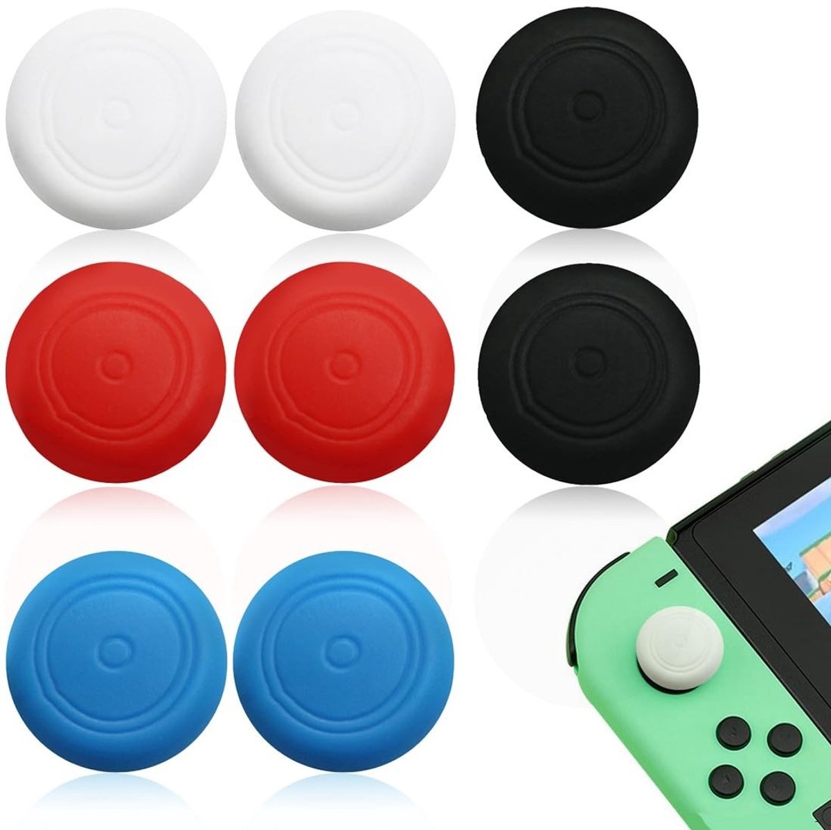 Allecto - Silicone Joystick Caps voor Switch Joycon - 4 Pairs Multicolor Beschermhoezen