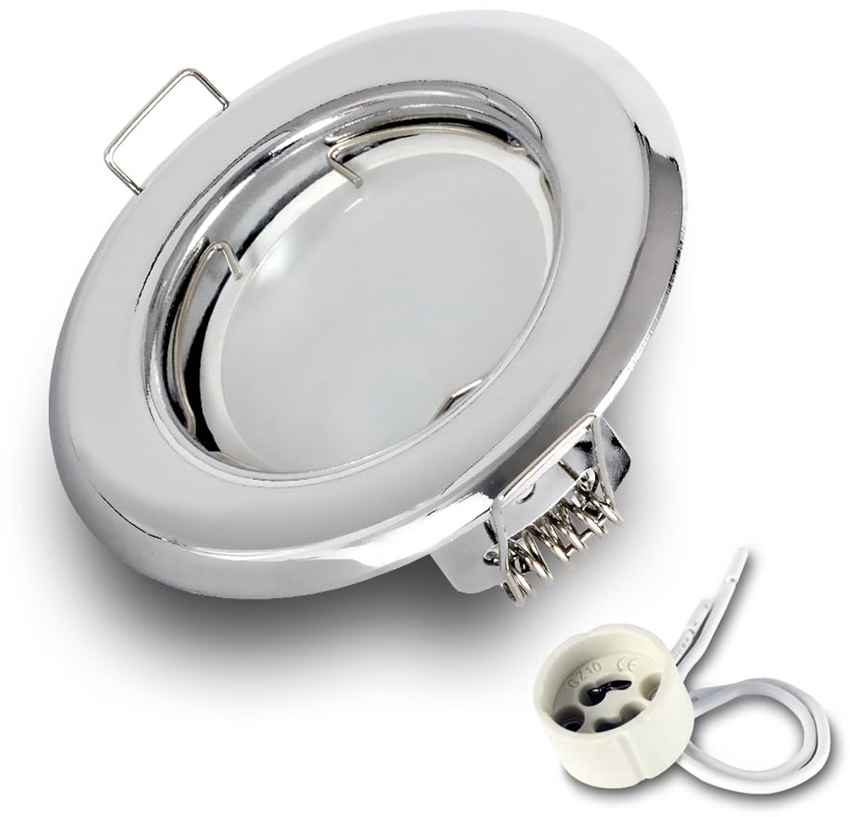 Kwazar Luminaire - Inbouwspot GU10 - LED-spot, plafondspot, inbouwspot - Inbouwframe rond met lamp GU10 7W neutraal wit 4000K - voor woonkamer, keuken, hal - RIK15 - Set zilver