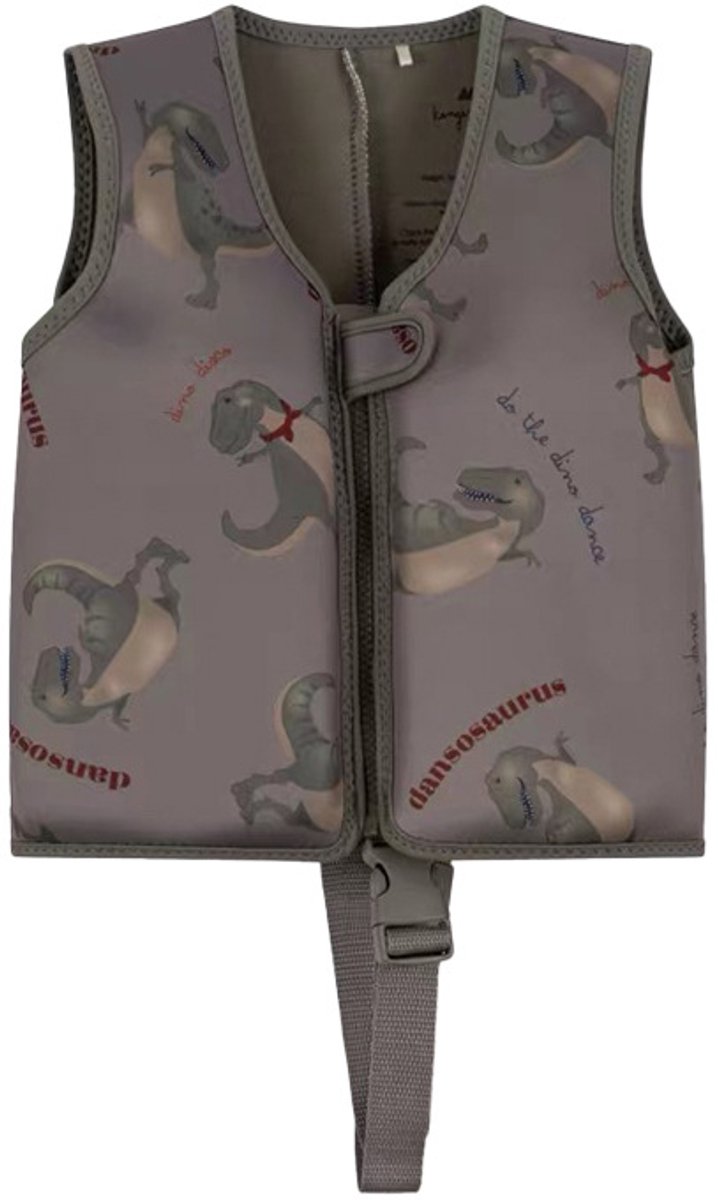 Zwemvest - 2-3 Jaar - 15-19 Kg - Drijfvest - Zwemvest Kind met Dinosaurus Staart - Donkergrijs - Zwemhulp