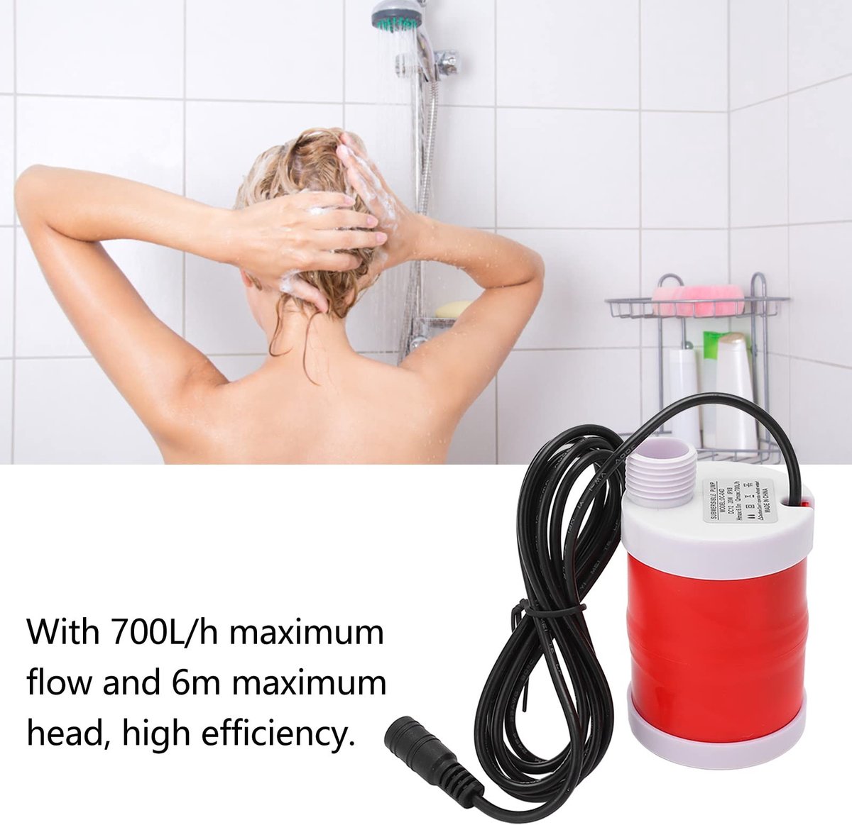 Allecto - Dompelpomp - 12V 20W - Geruisloze Utility Pomp - 700L per uur - Voor Aquarium en Tuin - Ideaal voor Watering en Camping – foto 2