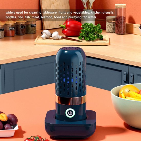 Allecto - Fruit- en Groentereiniger - Draadloos en USB Oplaadbaar - Blauw - Groentewasmachine - Voor Fruit en Groenten - Handig en Compact van Merkloos — afbeelding 3