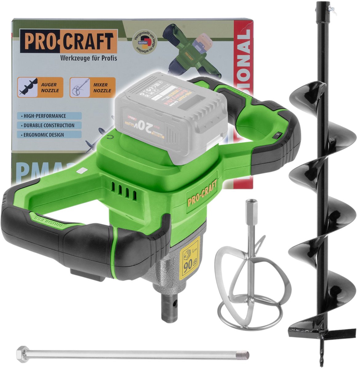 Procraft PMA20 accu-grondboor 20 V borstelloos Solo - zonder accu, zonder oplader