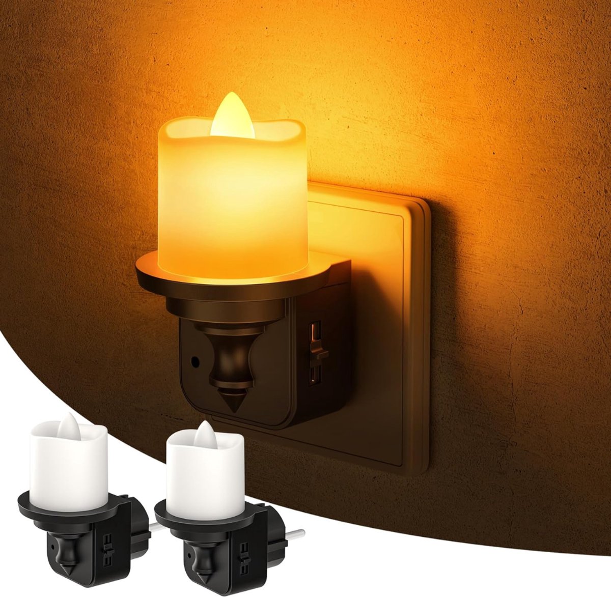 HEZIVO® Stopcontact Lampje - Stekkerlamp Instelbare Helderheid - Stekker Lamp - Met Schemeringssensor - 2 Stuks