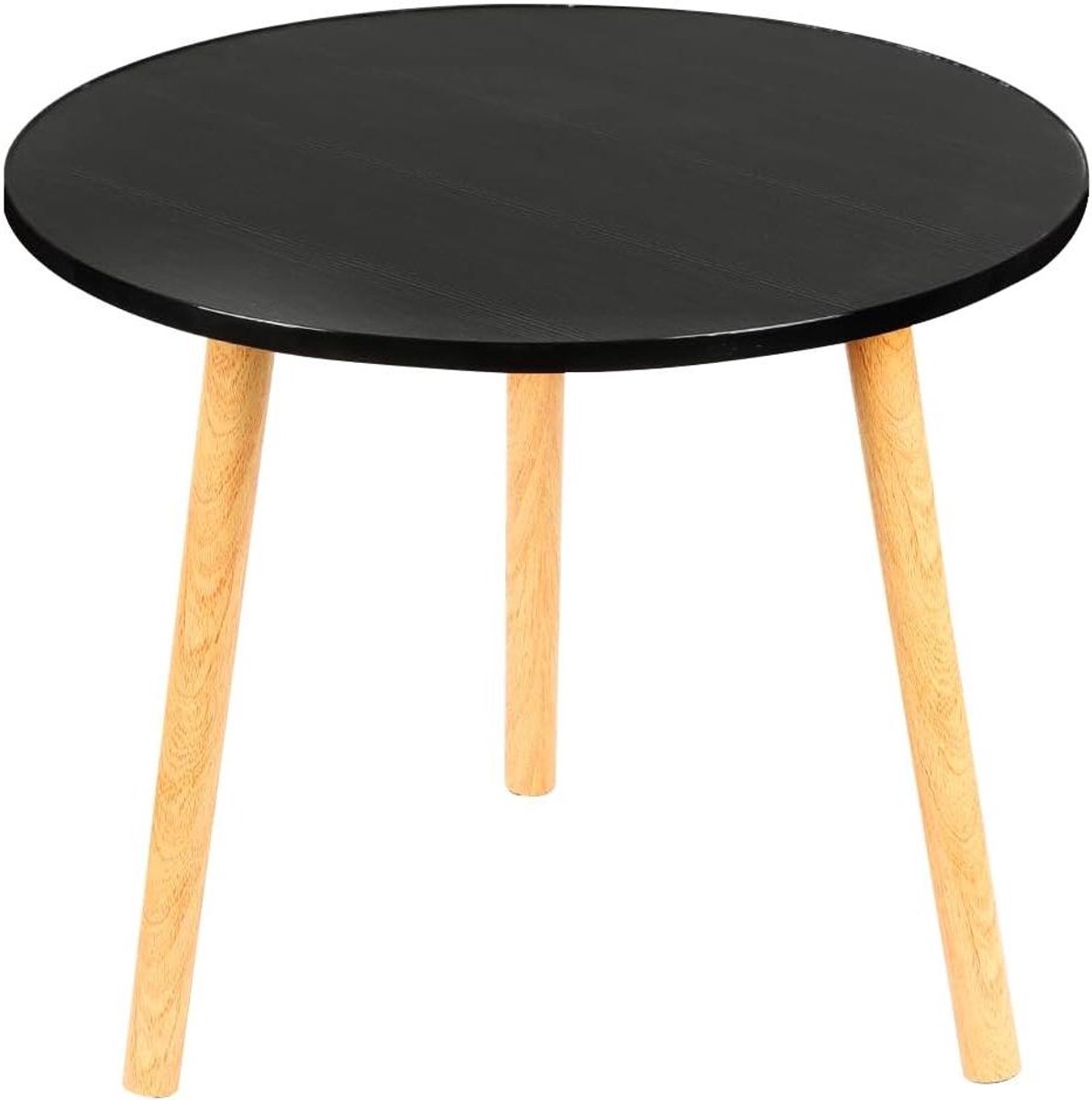 Ronde Salontafel - Bijzettafel Balkon - Koffie Drinken - Scandinavisch Design - 50 x 50 x 40 cm - Zwart