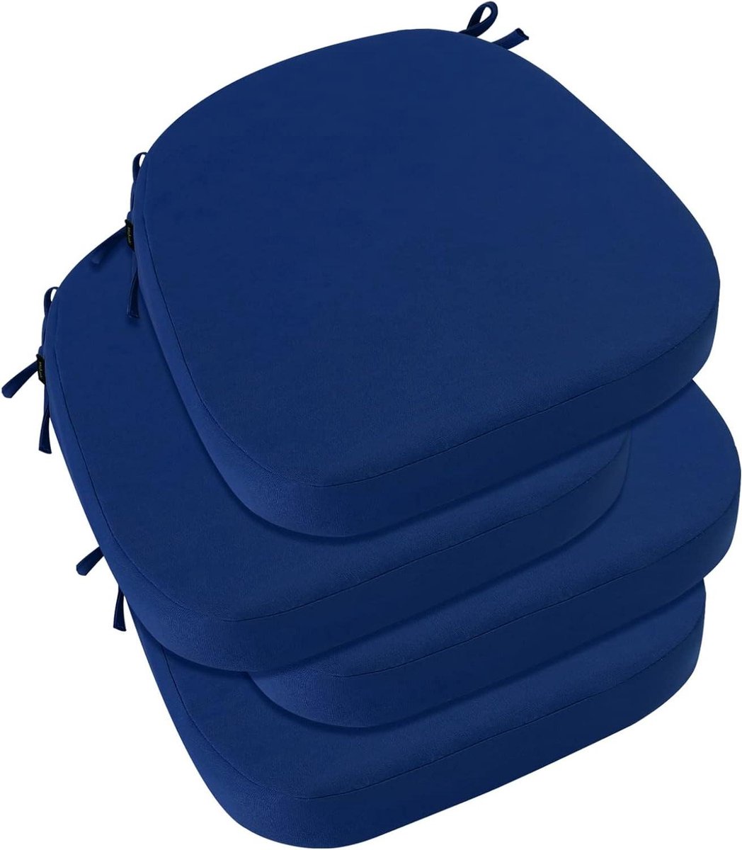 Tuinkussen Set - Stoelkussen Buiten - Buiten Zitten - Waterdicht Geheugenschuim - 48x48x7.5cm - Donkerblauw