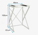Afmetingen van het witte wasmachine-opbouwmeubel: H 100 cm, B 68 cm, D 61 cm.
