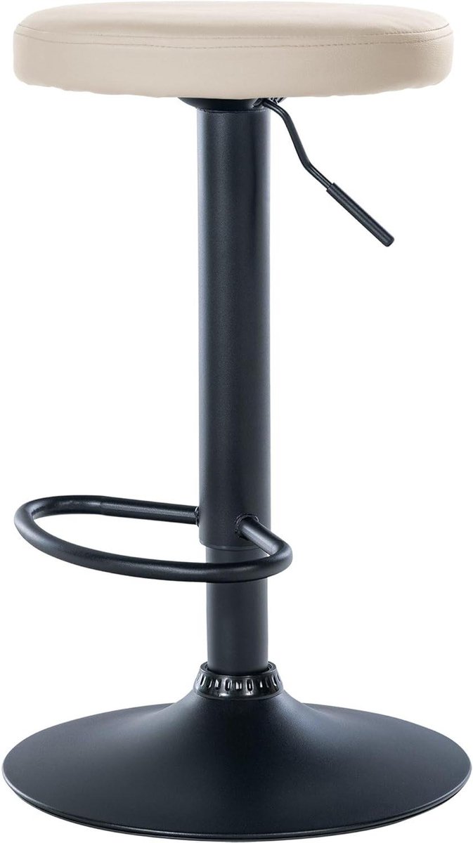 Barkruk Rond - Kruk Barstoel - Comfortabel Zitten - In Hoogte Verstelbaar - 60-81 cm - Creme