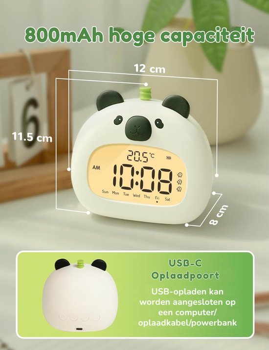 SNJY® Slaaptrainer Kinderen - Slaapwekker - Kinderwekker - Panda - Wit van Merkloos — afbeelding 5