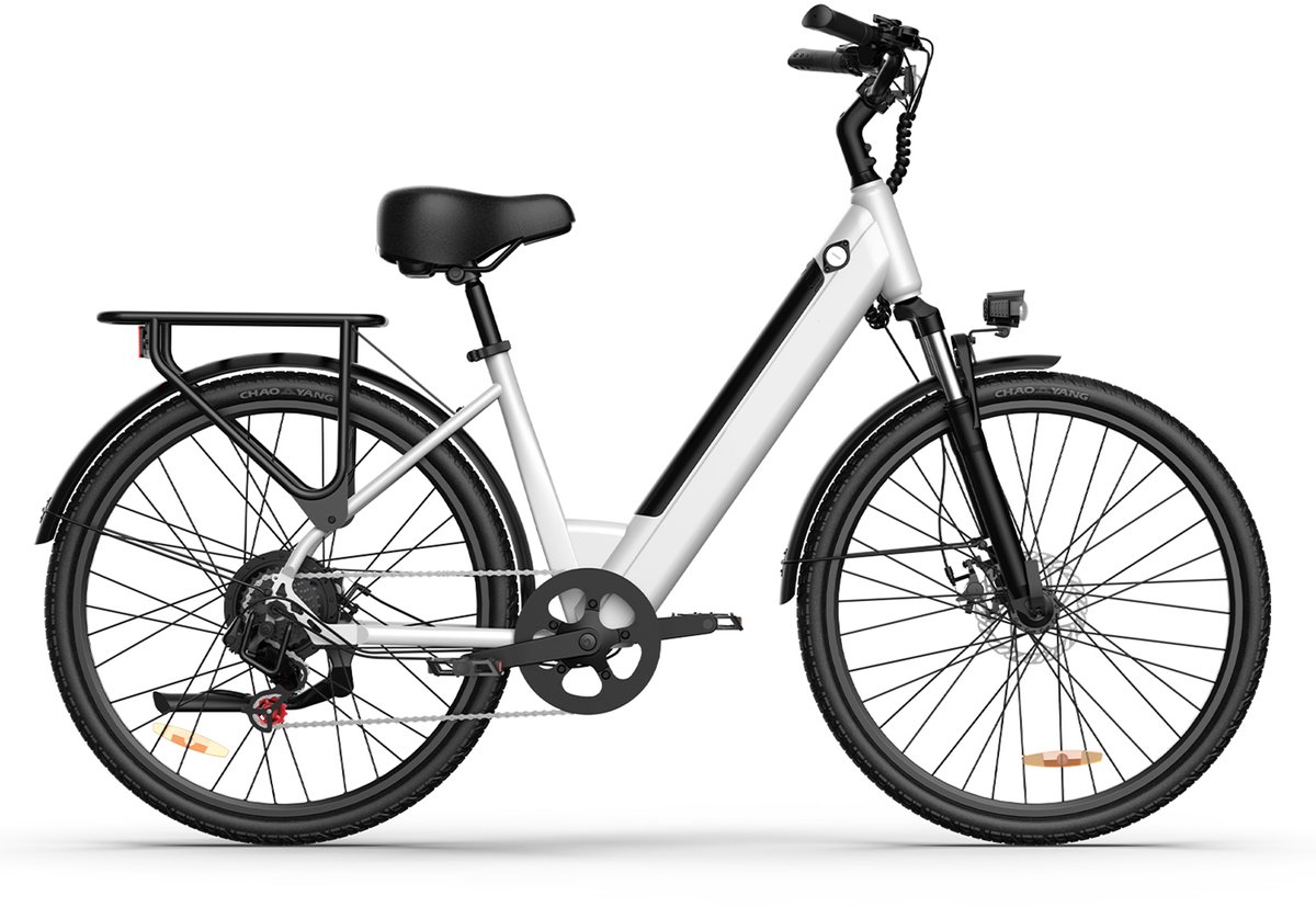 QEKUD E26 Elektrische Fiets Hoogkoolstofstaal 36V 13Ah Accu 80km Bereik Shi o 7-Speed 26 Banden
