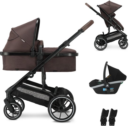 Deryan Noa Kinderwagen 3-in-1 - Wandelwagen met Autostoel - Chocolade