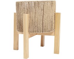 Touwmand op Standaard | Ø25cm – Grote Plantenmand op Pootjes – Handgevlochten Sizaltouw – Bloem/planten pot – Natuurlijke Decoratie