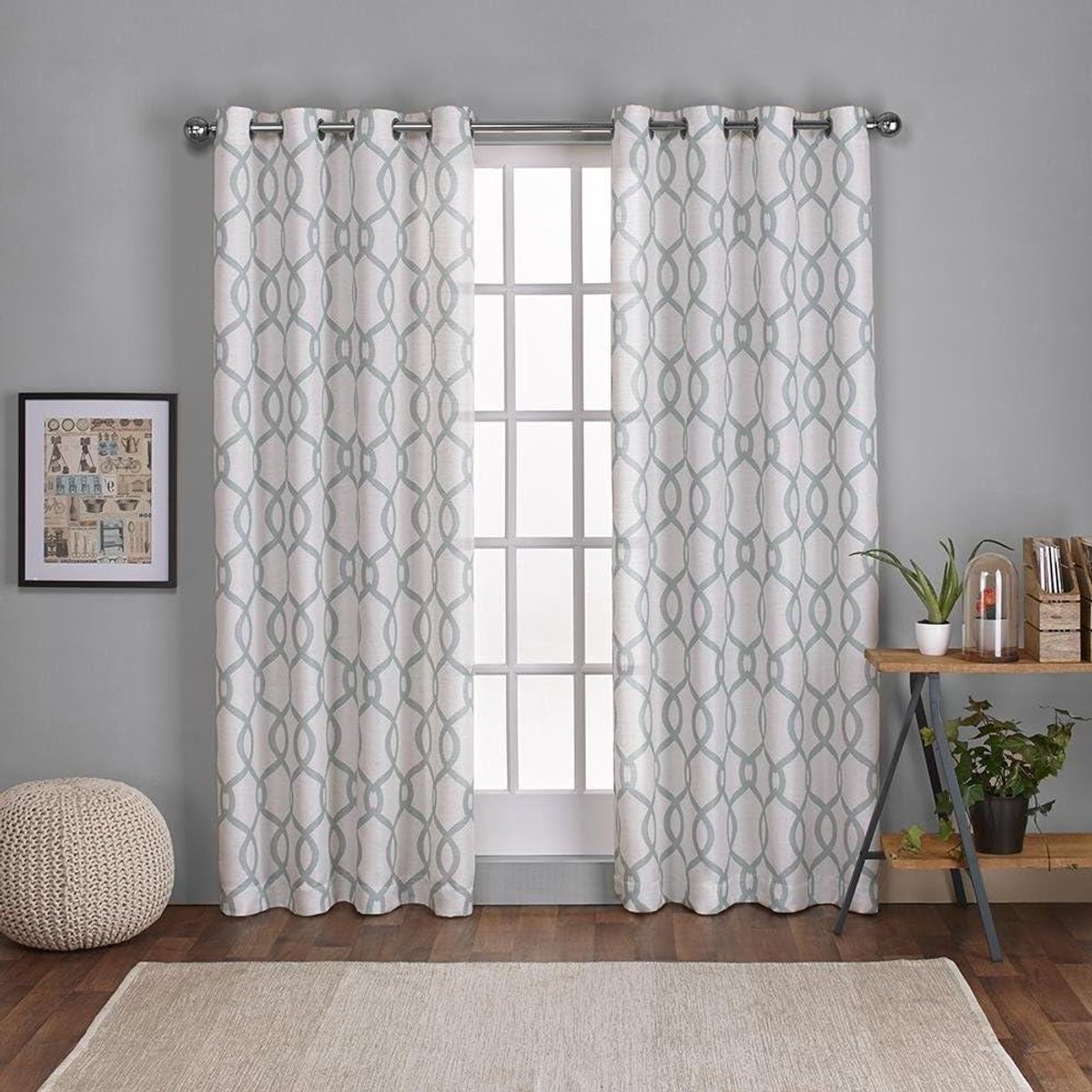 Ringgordijnen 2 stuks - Raambekleding paneel - Woonkamer decoratie - Geometrisch patroon -